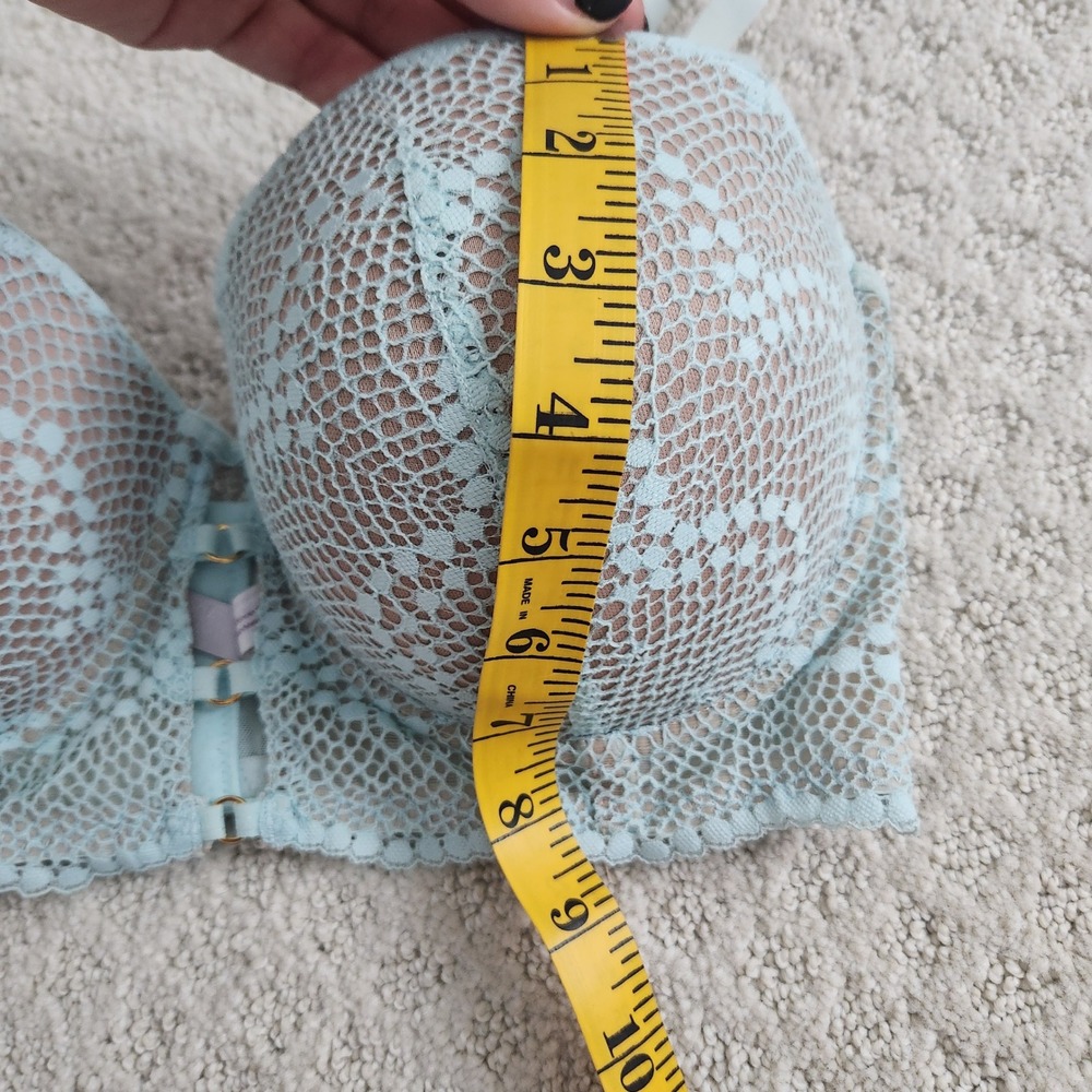Size 36DD Blue Lace Longline Underwire Padded Balconette Bra - Picture 4 of 9